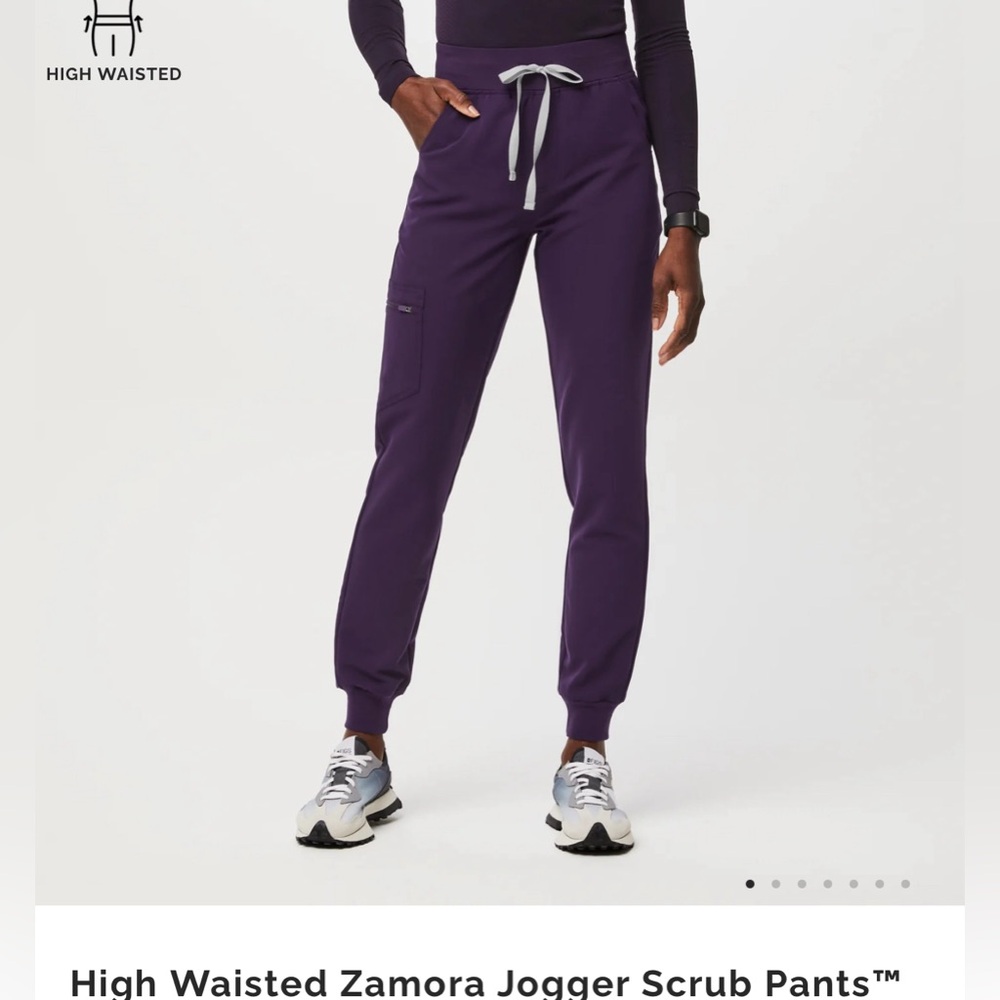 Figs High Waisted Zamora Jogger Scrub Pants™ in Purple Jam Size Small Petite 1/3